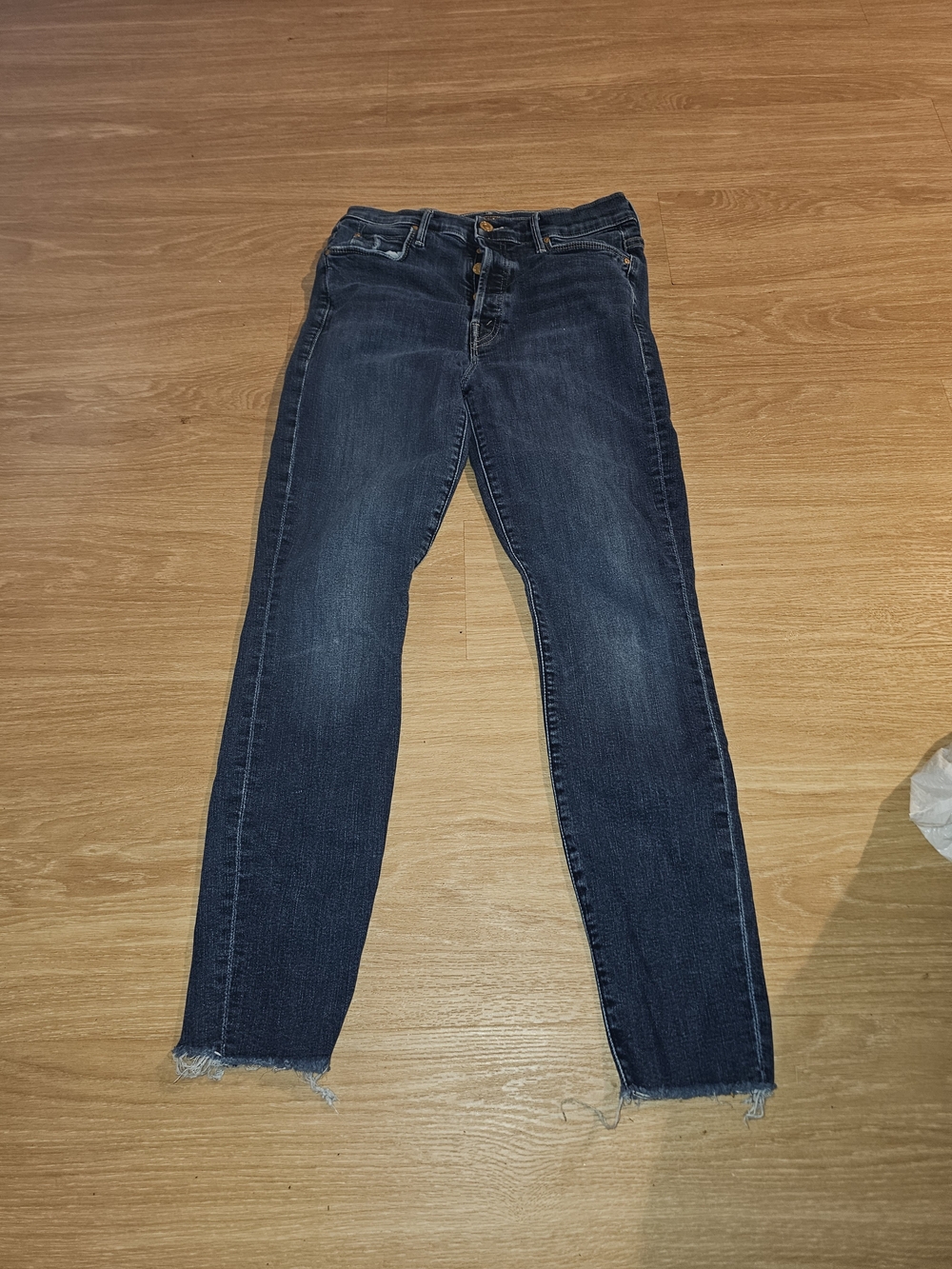 MOTHER Dark Blue Cropped Slim Jeans